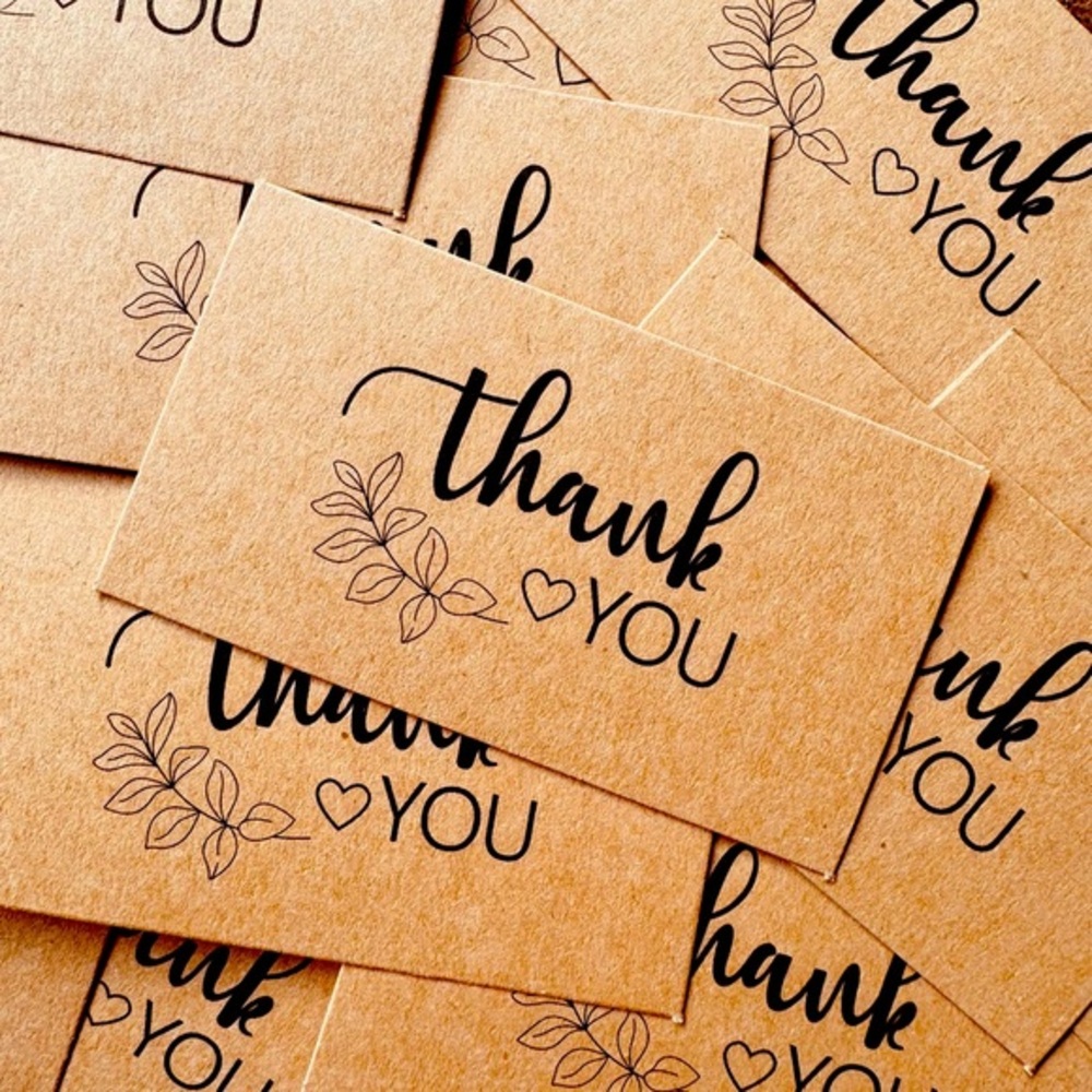 25 Kraft Paper Thank You Cards (2x3.5in)